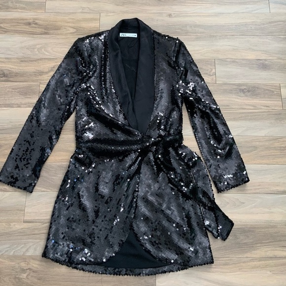Zara Black Sequin Dress - Picture 11 of 16